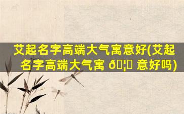 艾起名字高端大气寓意好(艾起名字高端大气寓 🦈 意好吗)